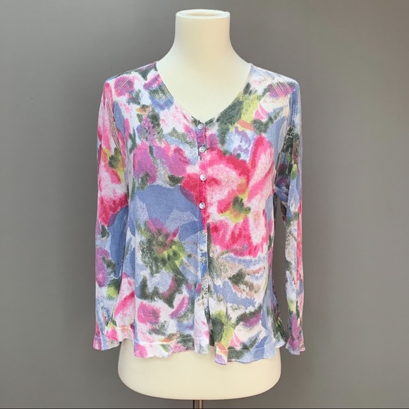 Anthropologie MOTH watercolor vintage cardigan sweater, M. - Picture 4 of 8